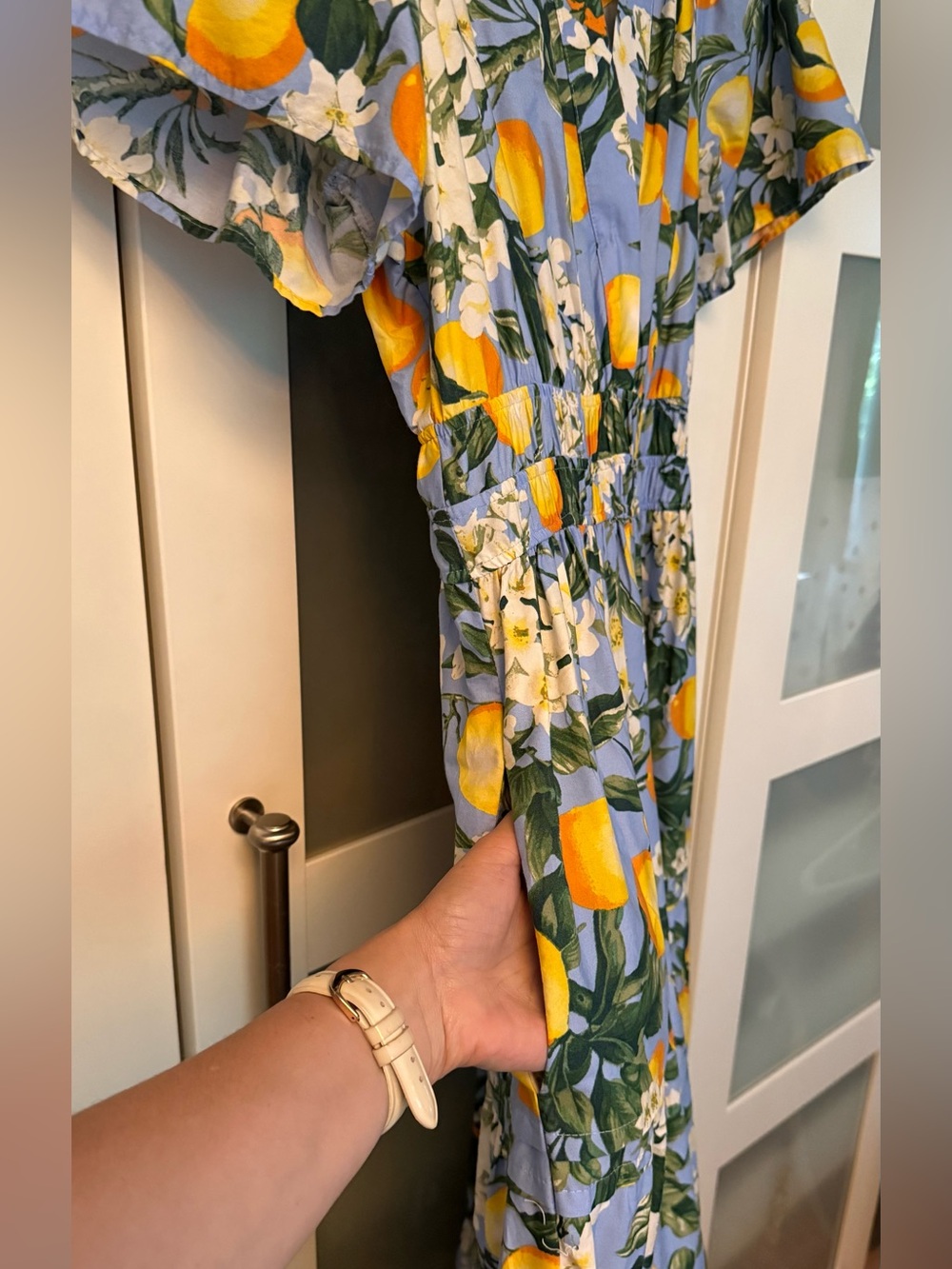 NWT Anthropologie Somerset Lemon Print Wedgewood Maxi Dress - M - Picture 11 of 11